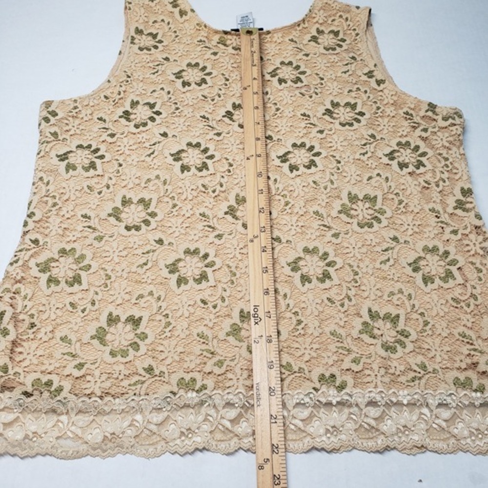 Vintage Studio 1940 Lace Tank Top Womens Beige V-Neck Sleeveless Grunge Romantic - Picture 6 of 14